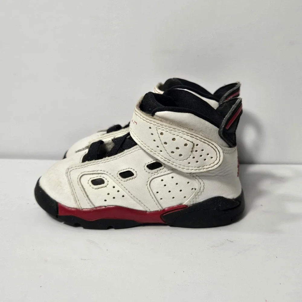 Nike Air Jordan 6 Retro Toddler White Varsity Red Black 428820-100 Size 6C